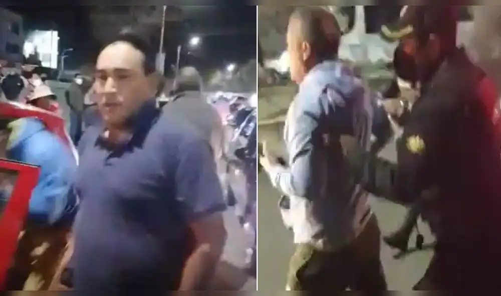 Transeúntes exigieron que implicados en accidente sean detenidos. Foto: PNP Transeúntes exigieron que implicados en accidente sean detenidos. Foto: PNP