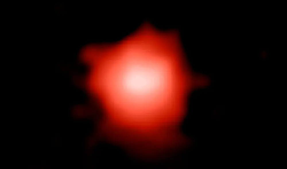 La galaxia recién descubierta por el James Webb fue denominada GLASS-z13, y se remonta a 300 millones de años  después del Big Bang. Foto: Universidad de Copenhagen / AFP