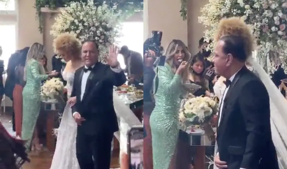 Gabriela Serpa fue captada comiéndose el pastel de los novios. Foto: Captura de TikTok Gabriela Serpa fue captada comiéndose el pastel de los novios. Foto: Captura de TikTok