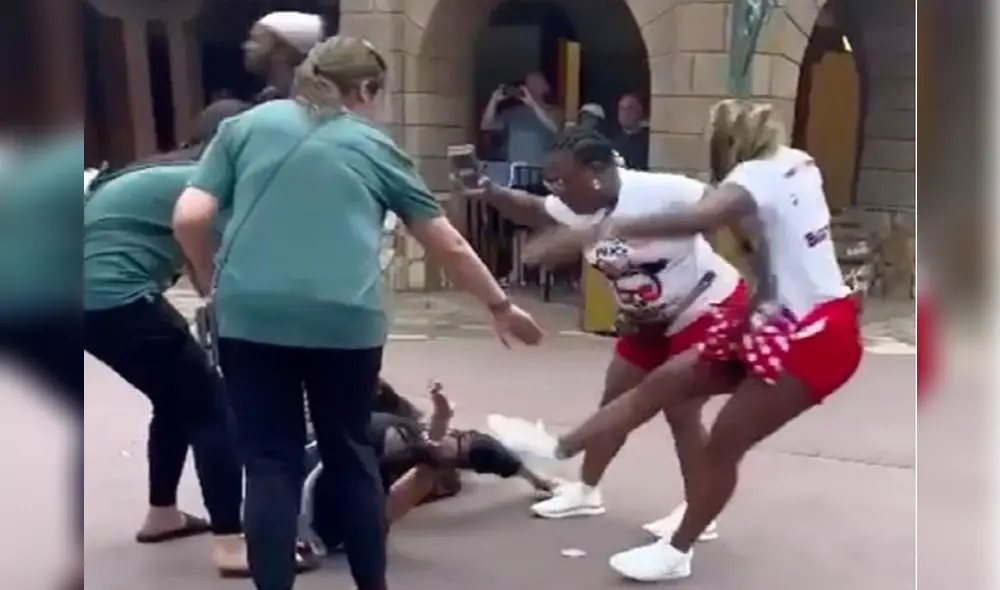 La pelea caótica rápidamente se volvió viral en las redes sociales. Video: @straightstunner/TikTok La pelea caótica rápidamente se volvió viral en las redes sociales. Video: @straightstunner/TikTok