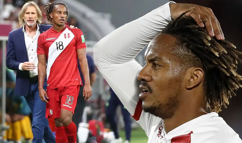 André Carrillo fue titular en el partido de repechaje Perú vs. Australia, pero fue cambiado en el segundo tiempo. Foto: composición/AFP
