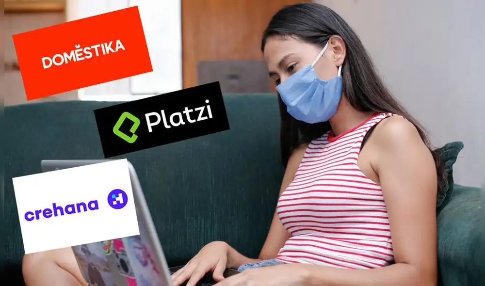 Son cerca de 20 cursos que podrás llevar de manera 100% gratis y virtual. Puedes postular hasta el 5 de agosto. Foto: composición de La República/Doméstika/Crehana/Platzi