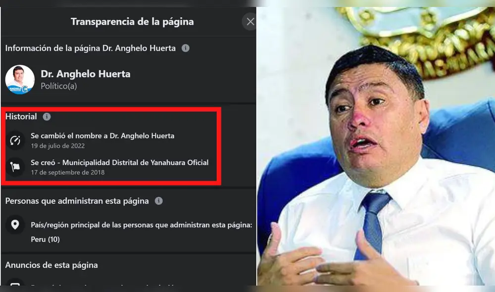 El cambio de nombre está registrado en el canal de transparencia de Facebook. Foto: composición LR/Facebook Anghelo Huerta/La República Archivo