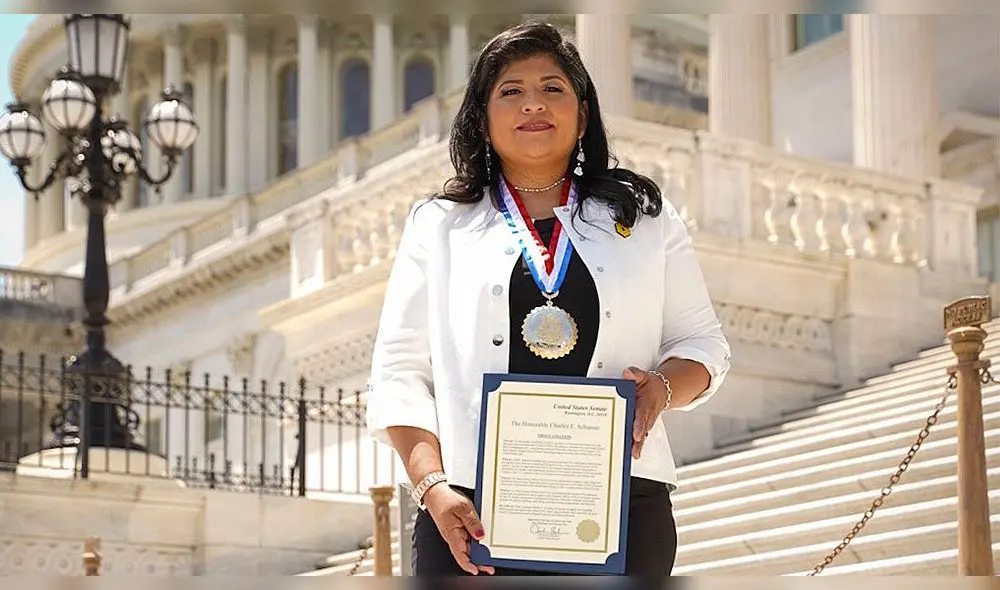Aracely Quispe recibió distinción del Senado de Estados Unidos por su trayectoria científica. Foto: Aracely Quispe/Twitter