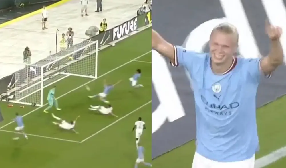 El noruego anotó su primer gol con la camiseta del Manchester City. La víctima fue el Bayern Múnich. Foto: composición/captura ESPN El noruego anotó su primer gol con la camiseta del Manchester City. La víctima fue el Bayern Múnich. Foto: composición/captura ESPN