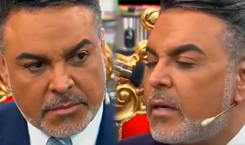 Andrés Hurtado paró la pauta de su programa tras visualizar en pantalla un brill o en su rostro. Foto: composición/captura Panamericana TV