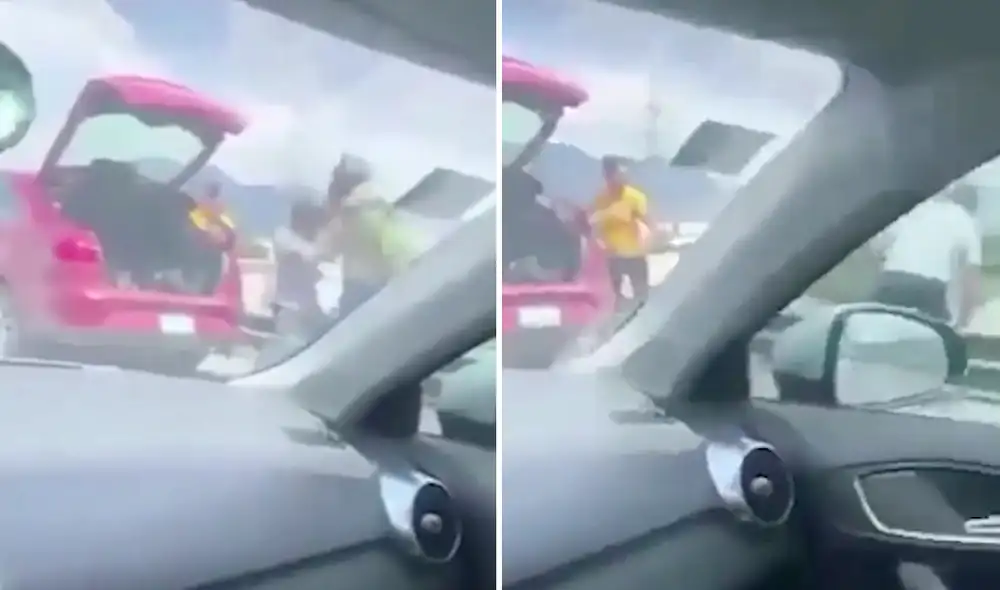 El video muestra cómo un joven motorizado de 26 años es tirado desde un puente en plena pelea. Foto: composición LR / The Sun