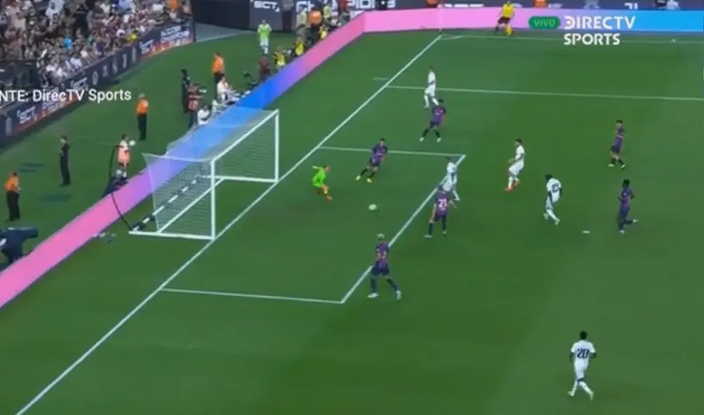 Marco Asensio casi pone las cosas iguales en el clásico Real Madrid vs. Barcelona en Las Vegas. Foto: captura DirecTV Sports