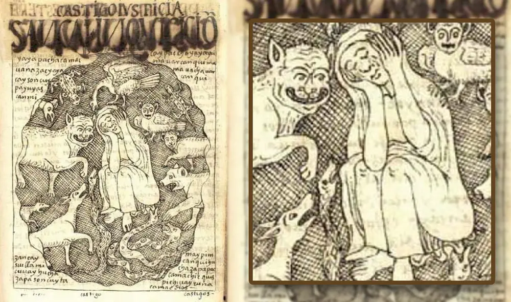 Zancay era la cárcel del Tahuantinsuyo. Foto: composición LR/Nueva crónica y buen gobierno (1615)