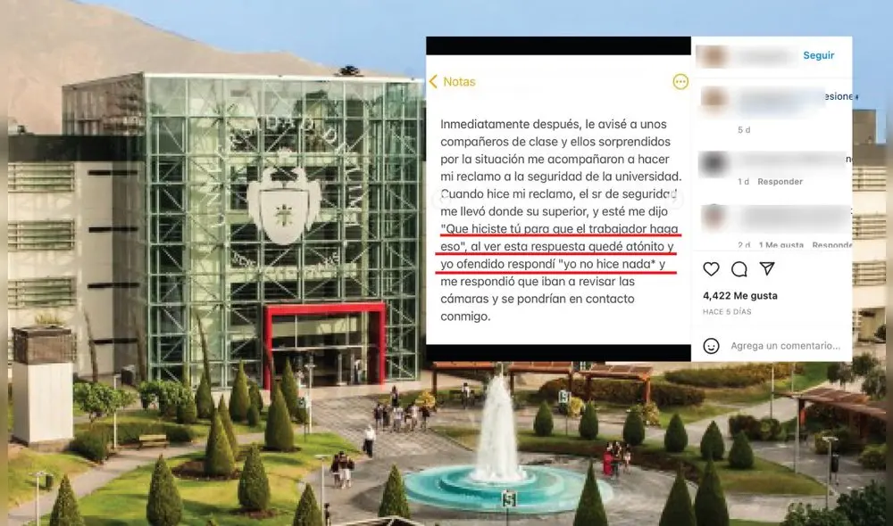 De acuerdo con el estudiante, la universidad no se contactó con él hasta después de la publicación del post. Foto: Universidad de Lima/ captura de Instagram