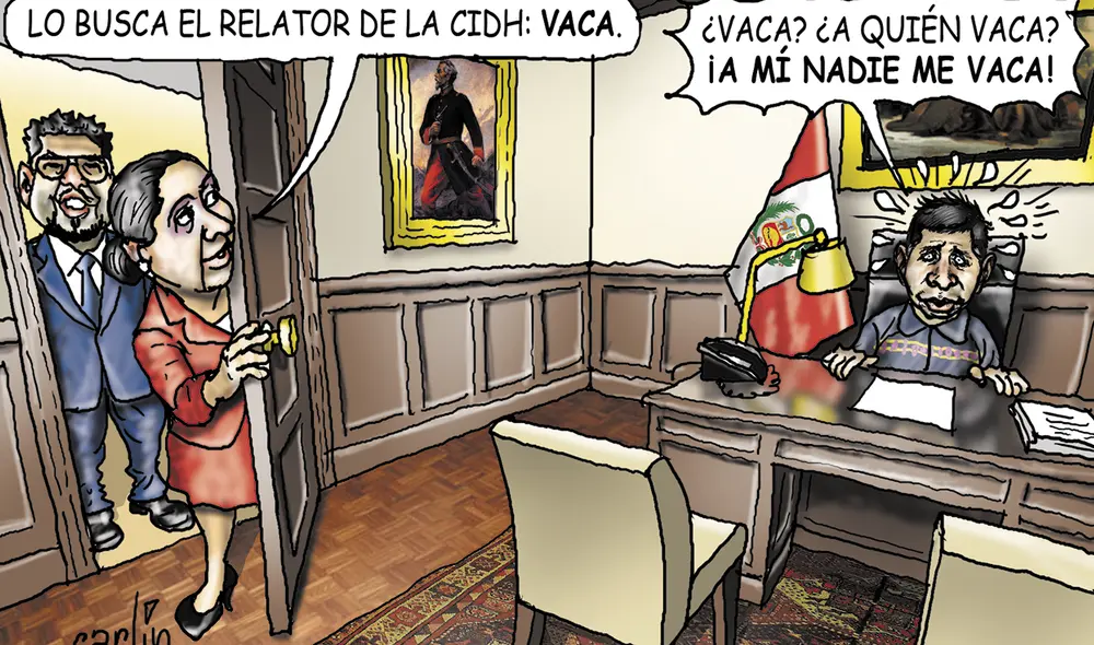 Carlincatura dedicada a la visita de Pedro Vaca, relator de la Comisión Interamericana de Derechos Humanos (CIDH). Foto: La República