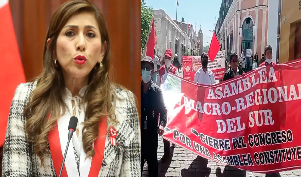 Sindicato de Trabajadores de Construcción Civil de Arequipa (STCCA) participó en marcha junto a otros gremios. Foto: Congreso/ Frase Corta