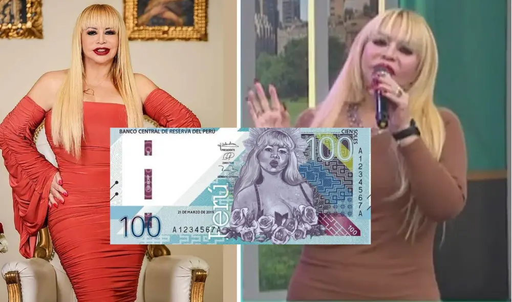 Susy Díaz emocionada por viralización de billete de 100 soles con su rostro. Foto: Composición LR / Instagram / susydíazoficial/ América / difusión