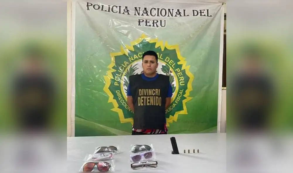 El sospechoso tenía en su poder objetos que pertenecerían a la óptica. Foto: PNP
