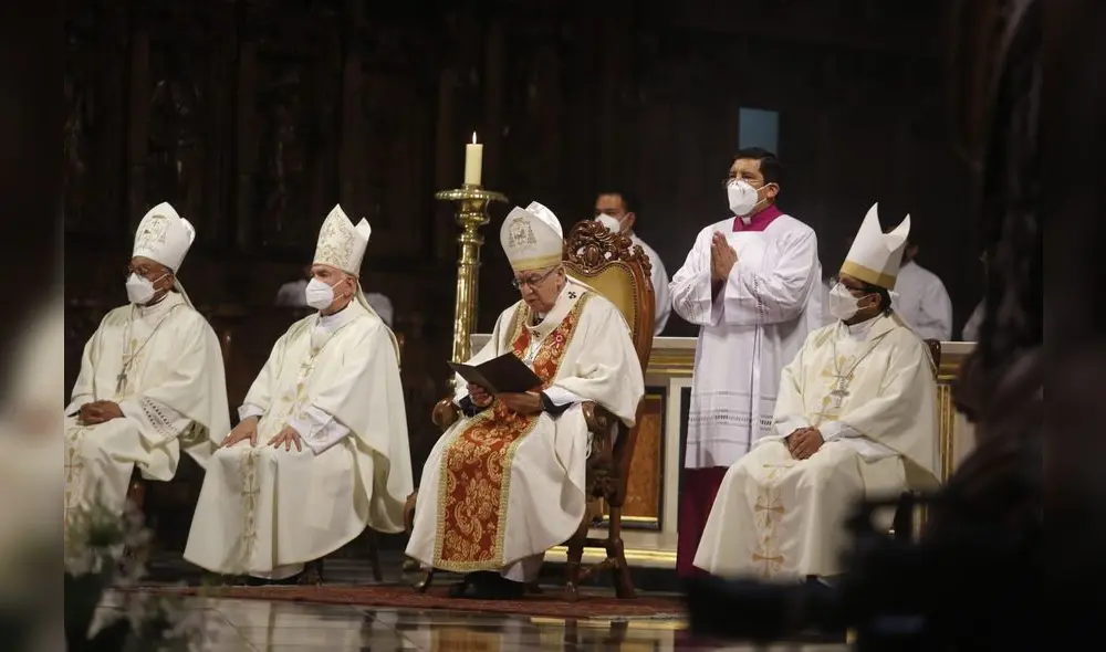 Presidente Pedro Castillo y primera dama participan de la misa y tedeum en la Catedral de Lima. Foto: Carlos Félix/ La República