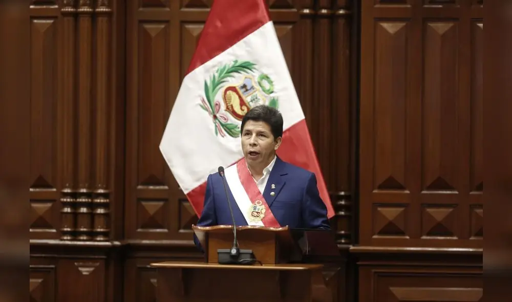 Pedro Castillo en su mensaje a la nación. Foto: Antonio Melgarejo/La República