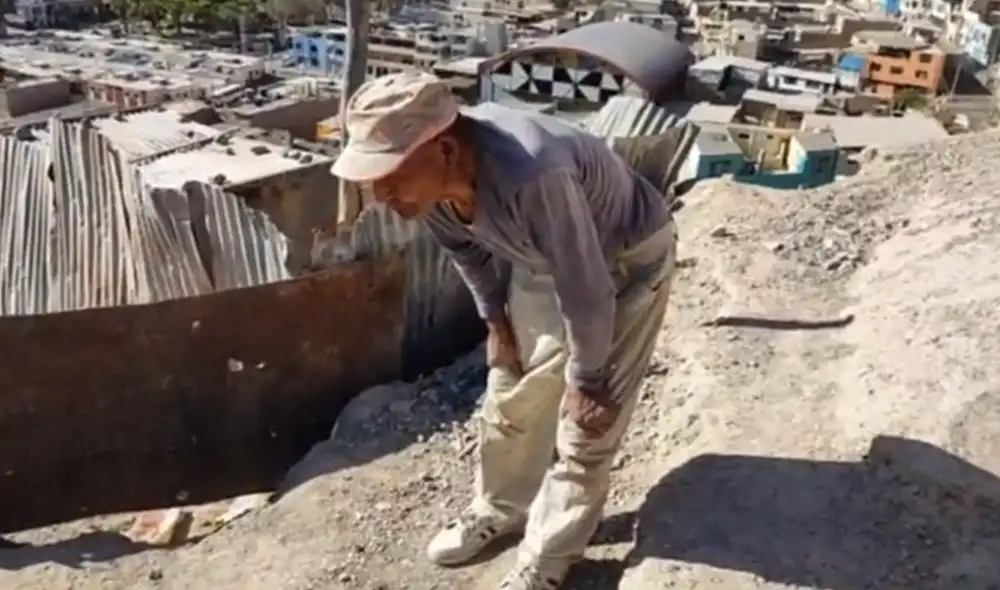 El anciano vive en las faldas de un cerro. Foto: Captura radio Americana
