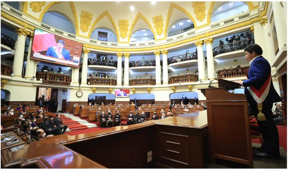 Mensaje a la nación generó disturbios en ciertos sectores del hemiciclo. Foto: Presidencia Perú Mensaje a la nación generó disturbios en ciertos sectores del hemiciclo. Foto: Presidencia Perú