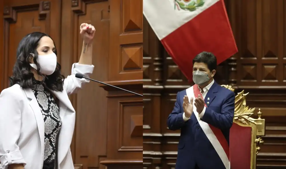La legisladora se mostró en contra del mensaje a la nación que dio el presidente Pedro Castillo. Foto: composición LR/Congreso/Presidencia