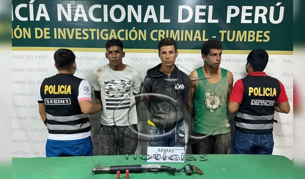 Los presuntos asaltantes son investigados por la Fiscalía. Foto: PNP Los presuntos asaltantes son investigados por la Fiscalía. Foto: PNP