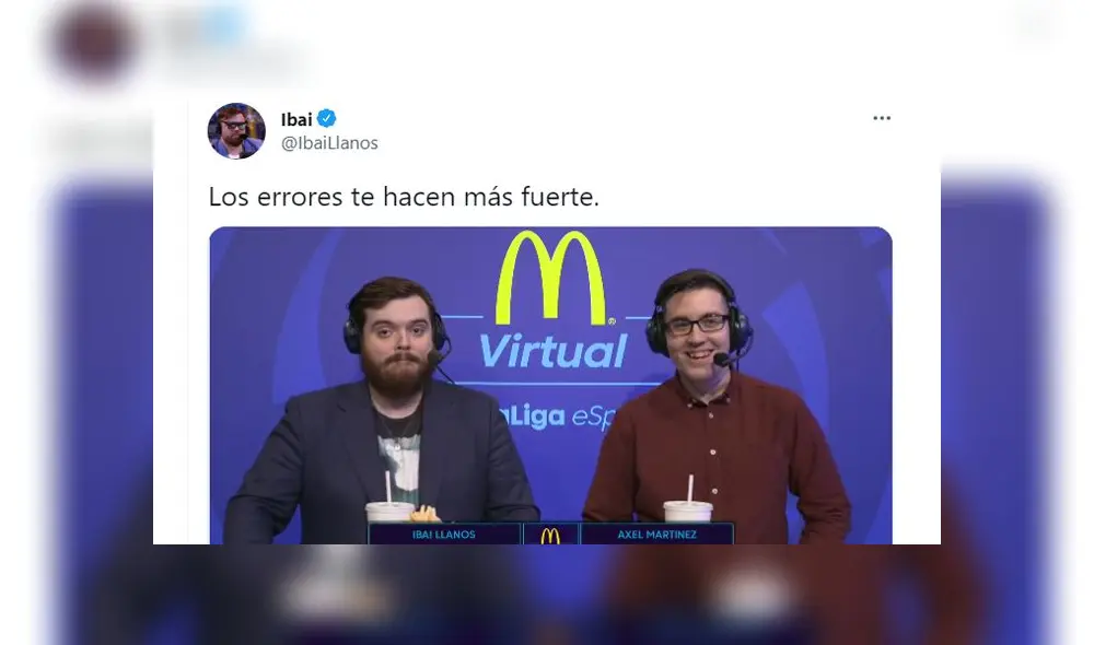 Llanos escribió una frase reflexiva en Twitter debido a la confusión. Foto: captura de Twitter/@IbaiLlanos