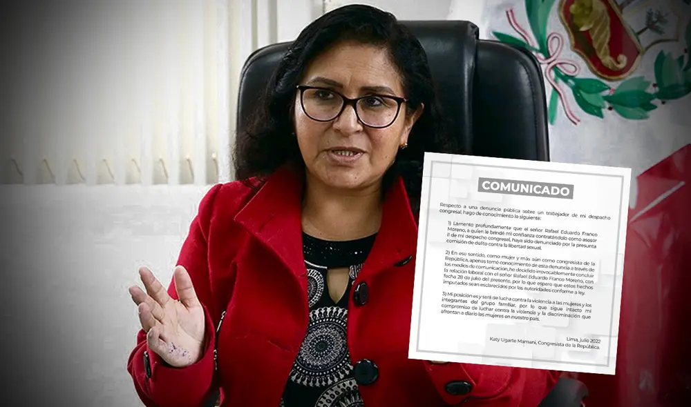 Trabajador de congresista del Bloque Magisterial ha sido acusado de violentar sexualmente a una mujer. Foto: composición LR / Twitter/Katy Ugarte