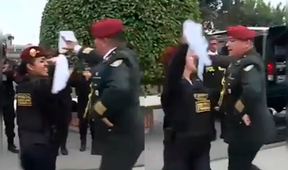 Ambos agentes bailaron marinera. Foto: captura de América