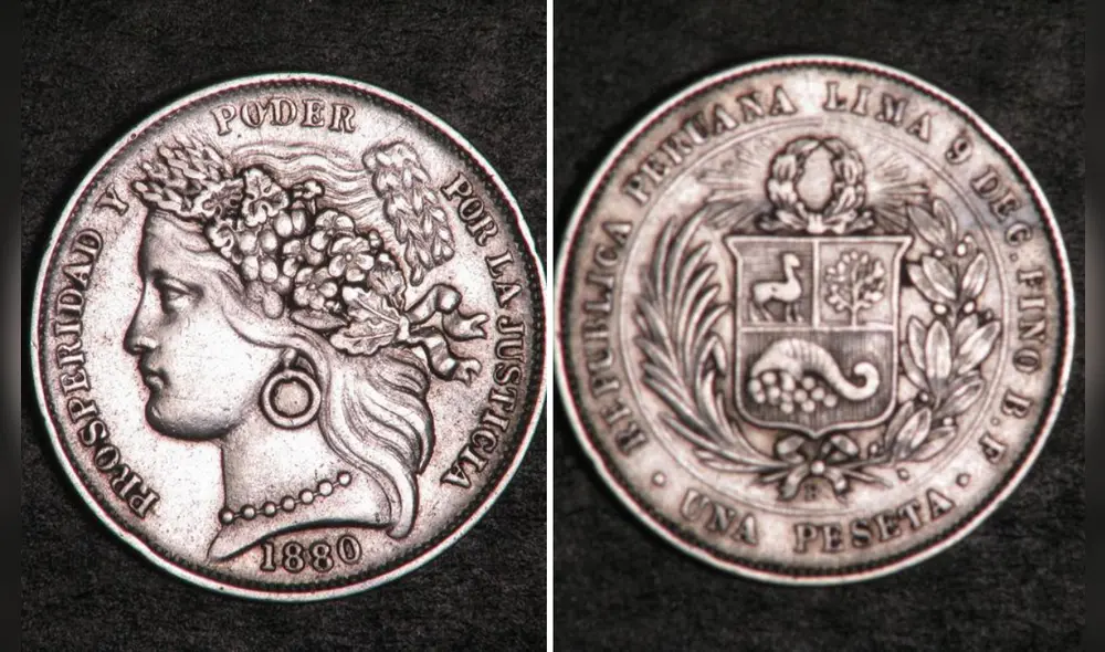 La peseta peruana fue acuñada entre los años 1880 y 1882. Foto: composición LR / Coinshome