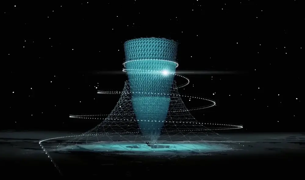 El proyecto The glass simulará la gravedad de la Tierra en el satélite natural. Foto: Captura de Youtube/Kajima Corporation