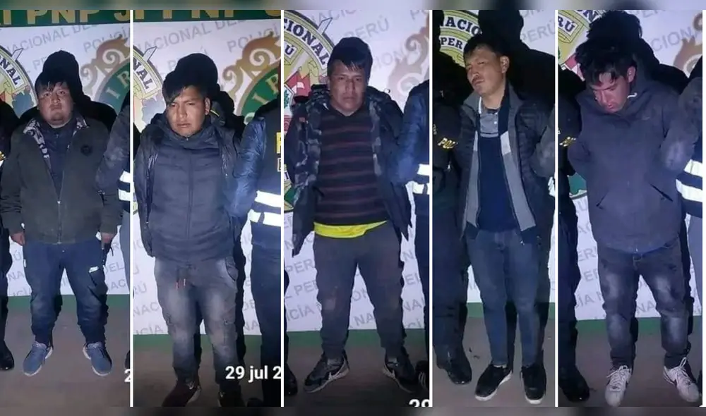 Sujetos detenidos por ser presuntos integrantes de la banda criminal Los Zorros del Sur. Foto: composición LR/Juliaca al Día