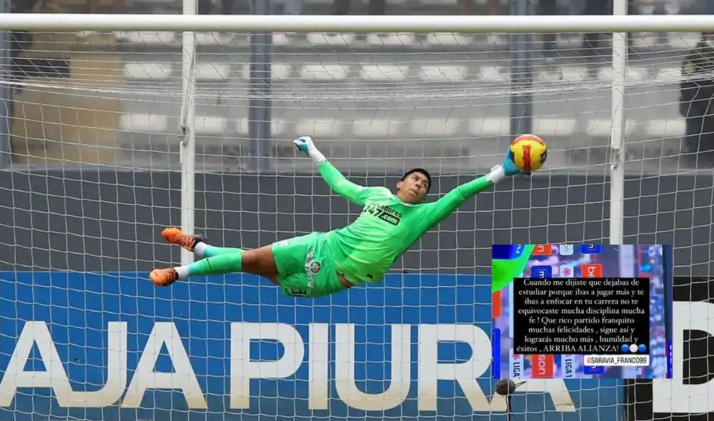 Saravia sacó 7 disparos de gol de Sporting Cristal en el partido. Foto: Composición/Alianza Lima/@chef_juano/Instagram