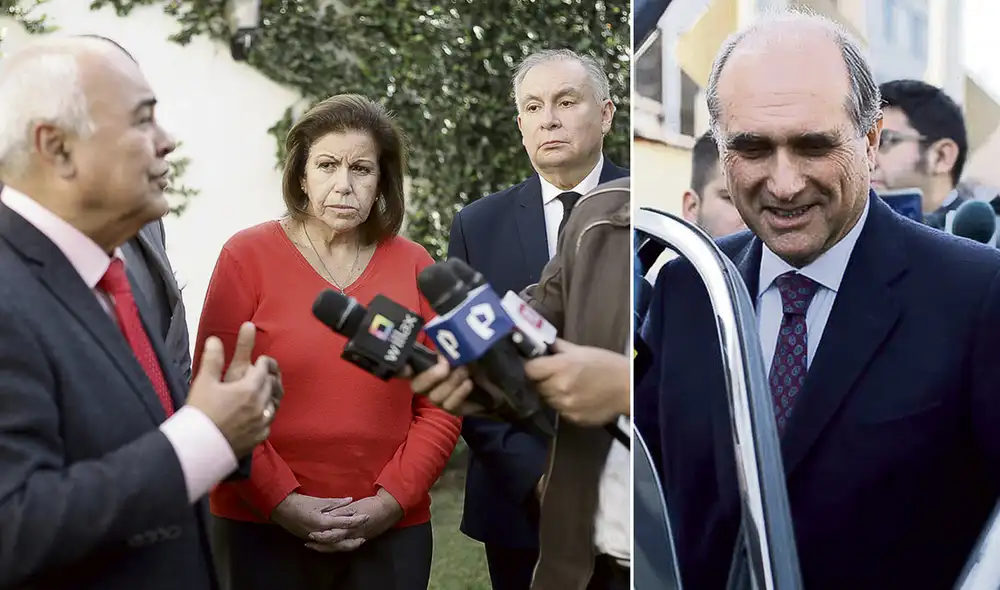 Acusadores. Ángel Delgado, Lourdes Flores, Hugo Guerra y Francisco Tudela (derecha) presentaron la denuncia y ayer estuvieron haciendo de “testigos”. Foto: composición La República/Gerardo Marín/John Reyes