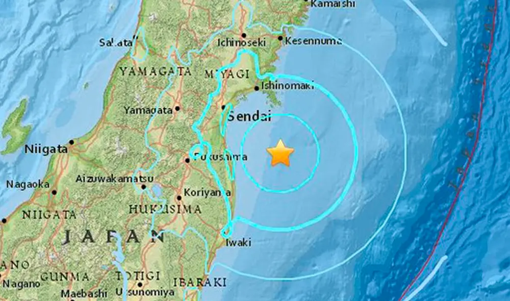 El seísmo alcanzó el nivel 4 en la escala japonesa de siete niveles, centrados en medir la agitación sobre la superficie y los daños, en las prefecturas más próximas al epicentro. Foto: USGS Earthquake Hazards Program El seísmo alcanzó el nivel 4 en la escala japonesa de siete niveles, centrados en medir la agitación sobre la superficie y los daños, en las prefecturas más próximas al epicentro. Foto: USGS Earthquake Hazards Program