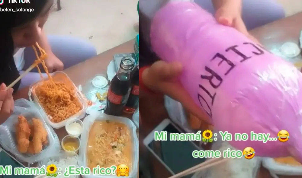 La joven se sorprendió al enterarse qué había pasado con su alcancía. Foto: composición LR/captura de TikTok/ @belen_solange