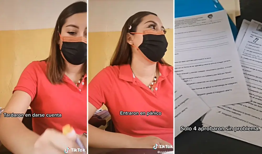 Solo 4 alumnos pudieron descifrar la 'trampa' que la maestra había colocado en el examen. Foto: composición LR/TikTok/@oyehildaa Solo 4 alumnos pudieron descifrar la 'trampa' que la maestra había colocado en el examen. Foto: composición LR/TikTok/@oyehildaa