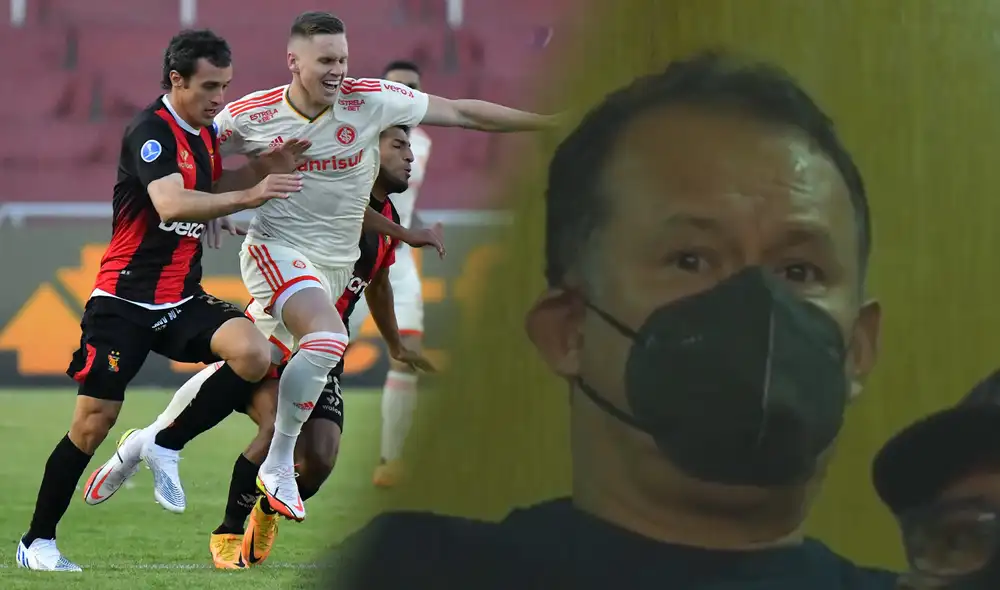 Juan Reynoso observa el Melgar vs. Internacional por la Copa Sudamericana. Foto: composición GLR