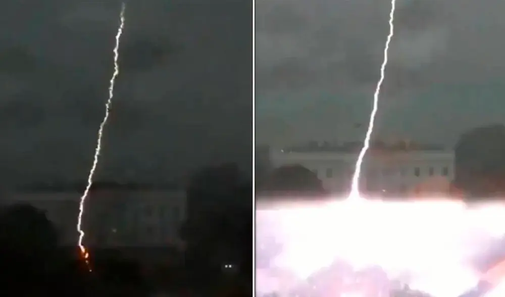 El rayo impactó en la plaza de Lafayette, que se encuentra justo al norte de la Casa Blanca. Foto: captura-Twitter @LindsayAWatts