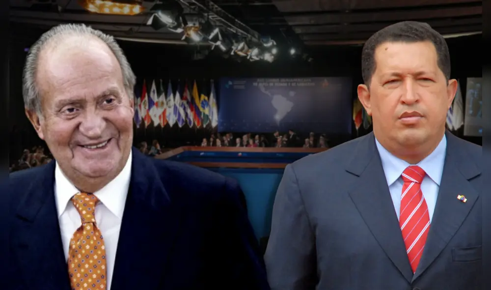 El rey emérito Juan Carlos I se retiró de la sala luego de gritarle a Hugo Chávez. Foto: composición LR/ Yotube/ Academic