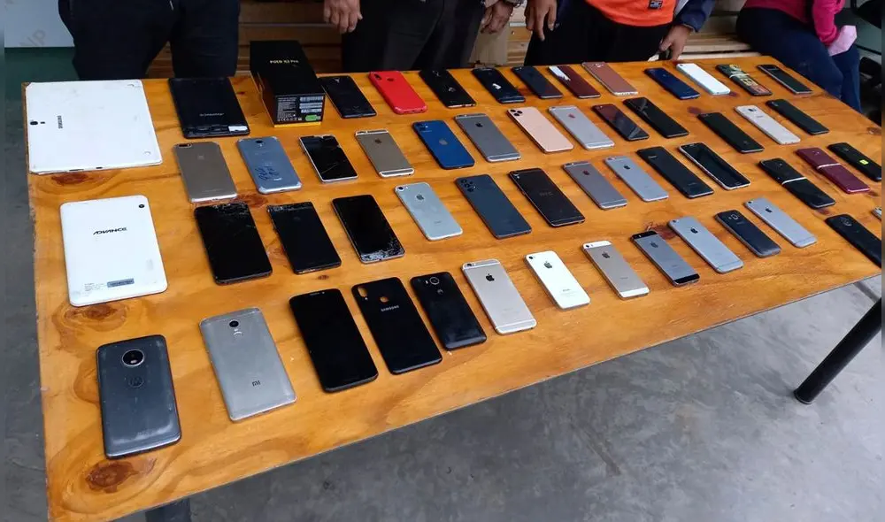 Los celulares incautados son de diferentes marcas y gamas. Foto. Ministerio Público Lambayeque