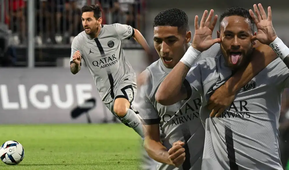 Show de goles. Messi, con doblete, y un Neymar 'picante', fueron vitales para el triunfo del PSG. Foto: composición/AFP Show de goles. Messi, con doblete, y un Neymar 'picante', fueron vitales para el triunfo del PSG. Foto: composición/AFP