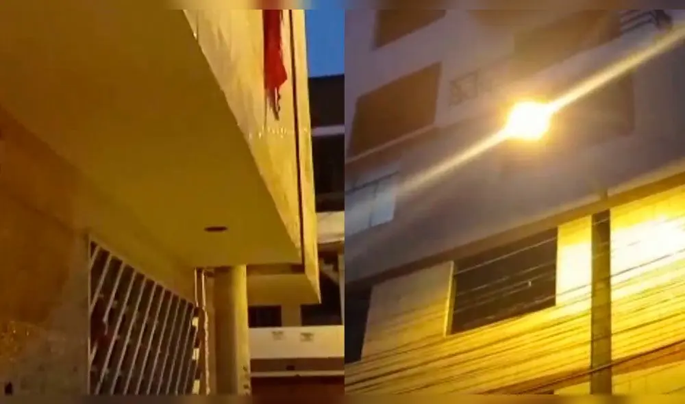 Comas: construcción de institución educativa particular representa un peligro para estudiantes y transeúntes. Foto: composición LR/captura video/RPP