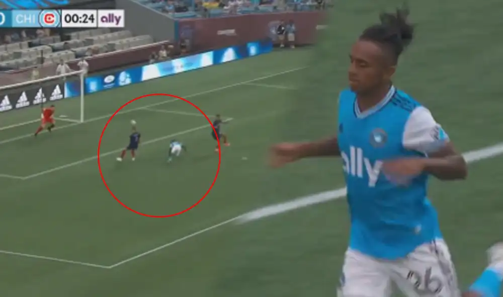 Yordy Reyna anotó el primer gol del partido entre Charlotte FC vs. Chicago Fire. Foto: captura MLS
