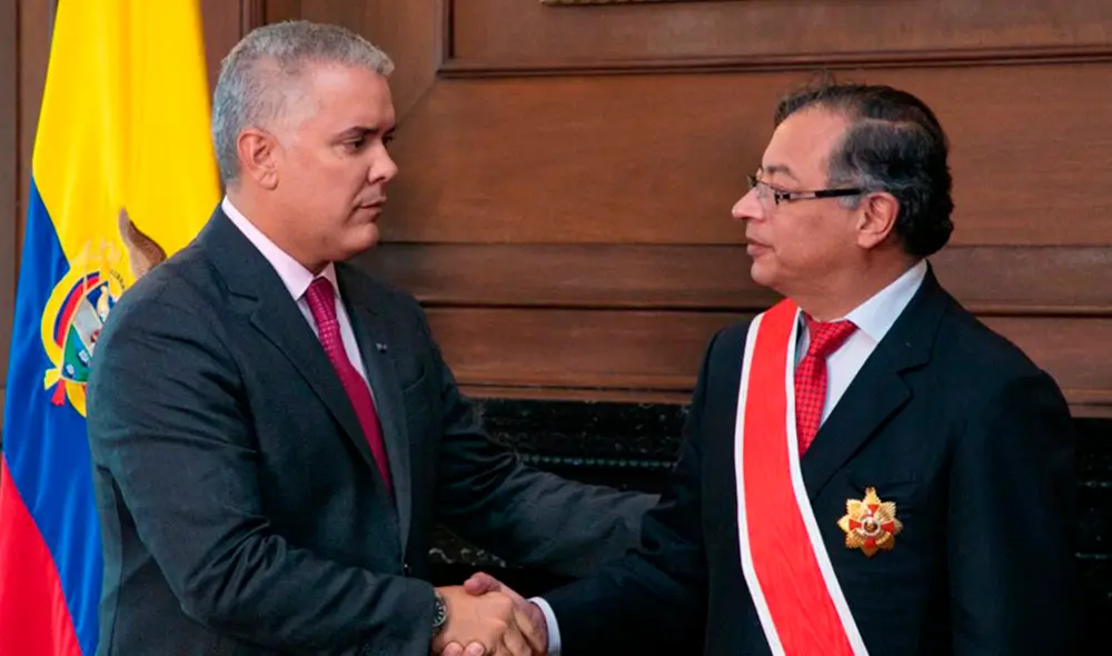 Iván Duque dio un sentido discurso, el último como presidente de Colombia. Foto: AFP
