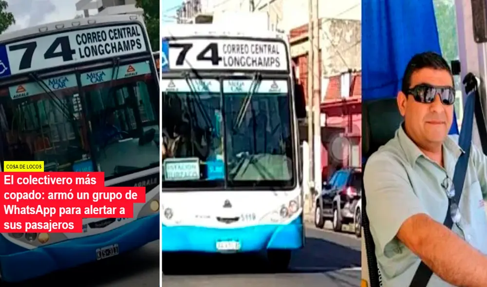 El chofer porteño inició un grupo de WhatsApp para avisar el recorrido del colectivo a sus pasajeros. Foto: composición LR/captura de Crónica/Revista Colectibondi