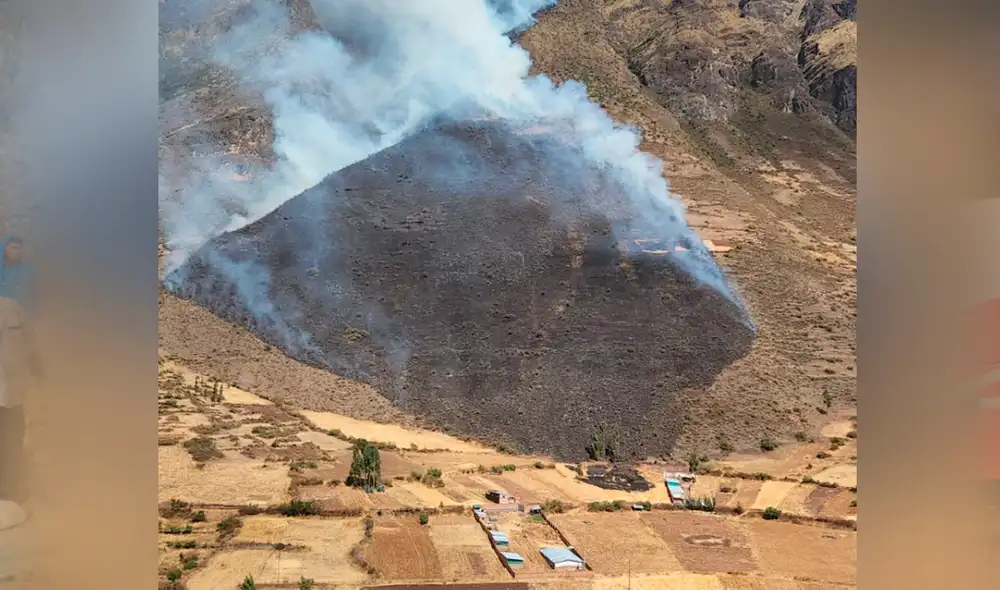 Incendio forestal se activó esta mañana en el distrito de San Salvador. Foto: PNP Incendio forestal se activó esta mañana en el distrito de San Salvador. Foto: PNP
