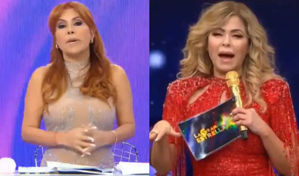 Magaly Medina llamó "copia barata" al nuevo programa de Gisela Valcárcel. Foto: composición/ capturas de ATV y América TV Magaly Medina llamó "copia barata" al nuevo programa de Gisela Valcárcel. Foto: composición/ capturas de ATV y América TV