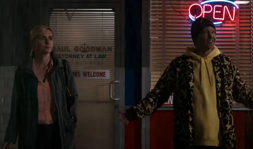 El episodio 12 de la sexta temporada de "Better call Saul" reunió a Rhea Seehorn y  Aaron Paul en sus papeles de Kim Wexler y Jesse Pinkman. Foto: captura de Netflix