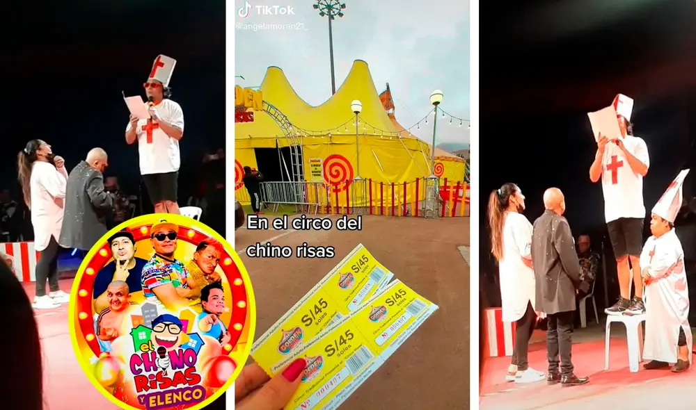 Una joven asistió al espectáculo que ofrece el cómico ambulante en Lima Norte y aprovechó para grabar una escena a escondidas. Foto: composición LR/TikTok/@angelamoran21_