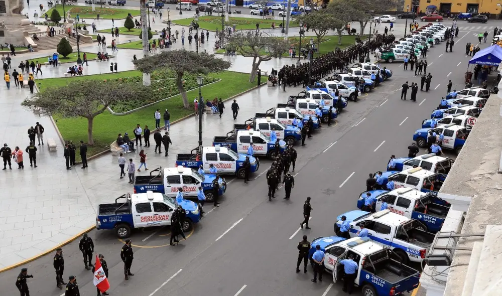 Efectivos policiales trabajarán de la mano con los serenos municipales para el patrullaje integrado en los 59 territorios vecinales de Trujillo. Prensa MPT