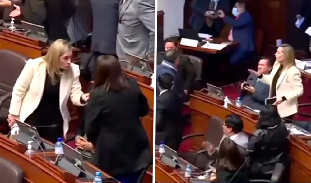 Enfrentamientos en el Pleno del Congreso por la palabras de la congresista Norma Yarrow. Foto: composición Congreso